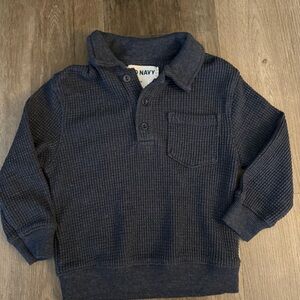 Old Navy Dark Navy Waffle-Knit Polo Sweatshirt for Kids